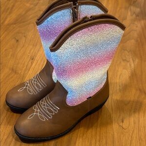 Kensie Girl Brown glitter 2 girls cowboy boots
